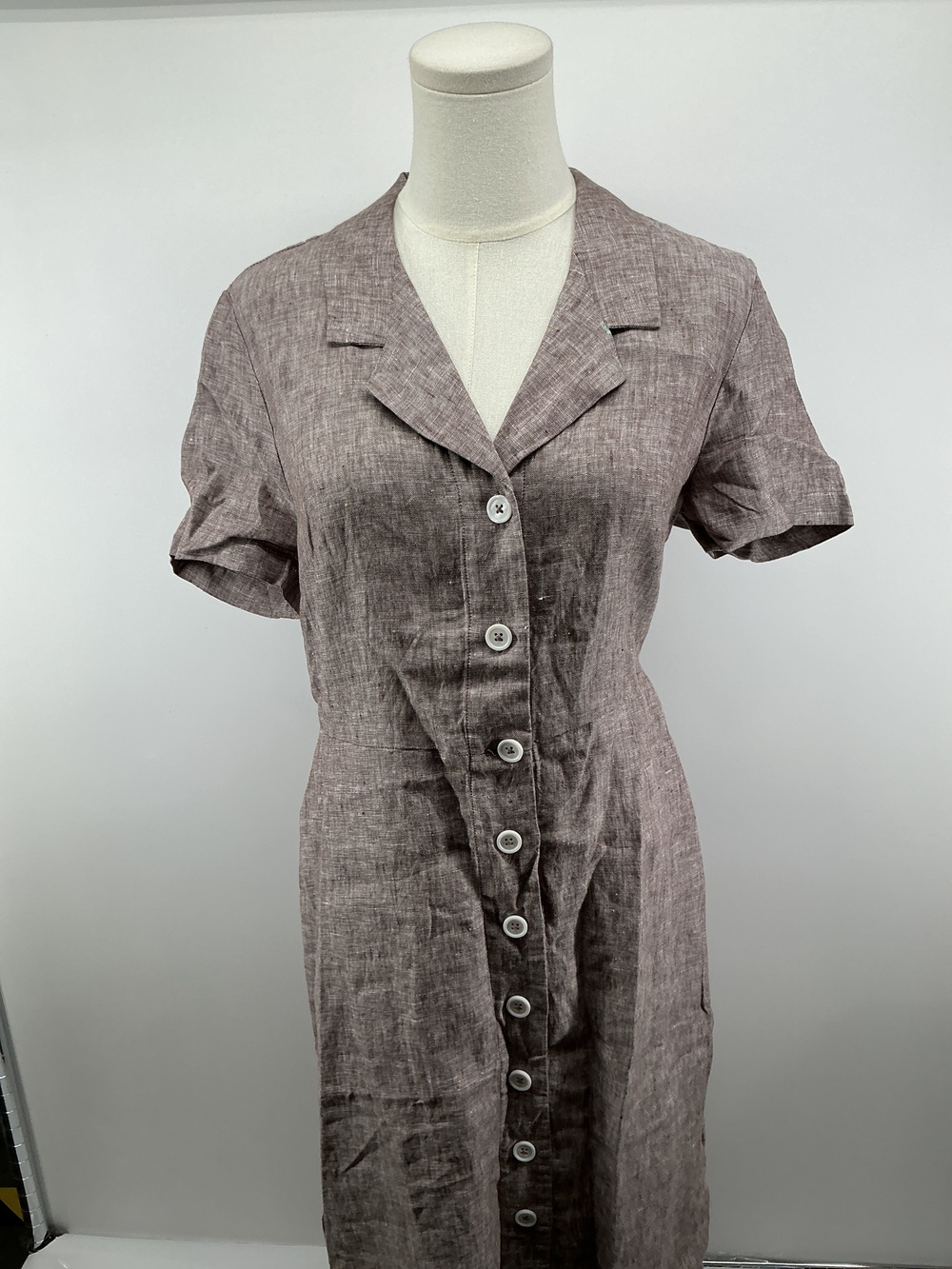 100% European Linen Button Front Dress